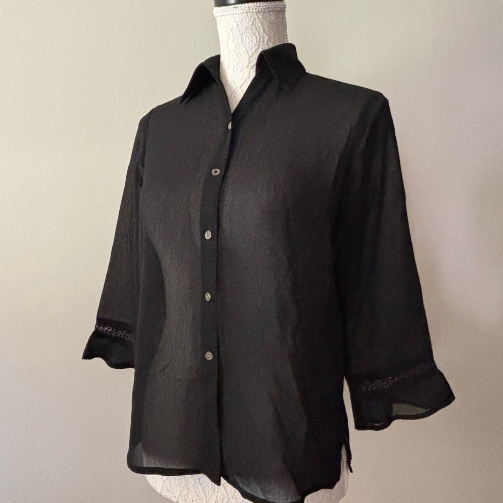 Liz Claiborne Sheer Black Blouse